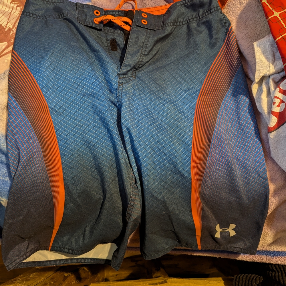 Under Armour Men's Athletic Shorts in Blue and Orange